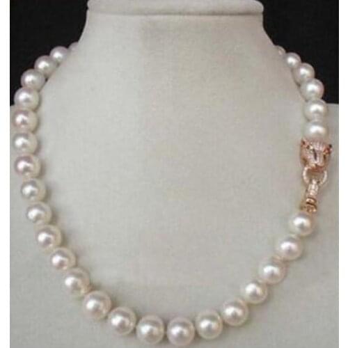 Wonderful! 18" 10-11MM AAA++ GENUINE WHITE SOUTH SEA AKOYA PEARL NECKLACE Natural Pearl Silver Jewelry
