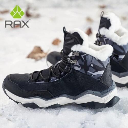 RAX Winter Snow Boots For Men Women Fleece Hiking Boots Outdoor Sports Sneakers Mens Mountain Snow Shoes Trekking Walking Boots