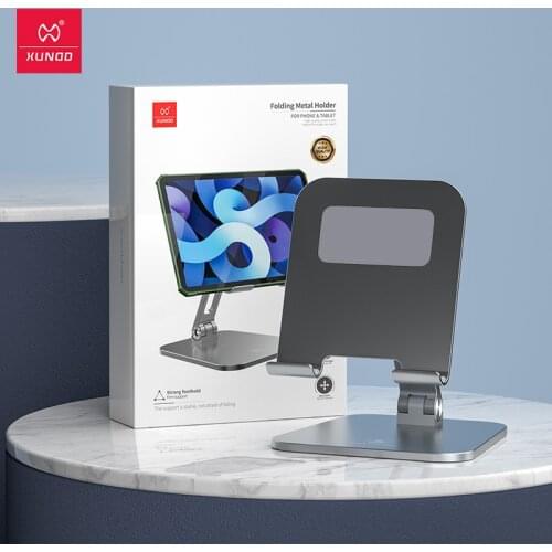 For iPad Pro 12.9 Stand Xundd Adjustable Foldable Metal Phone Mount Holder for iP Pro 11 2021 Tablet Stand Support Desktop Base