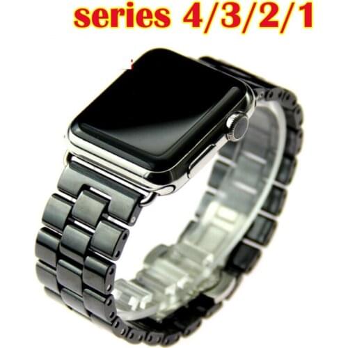 Series 6/5/4/3/2/1 metal butterfly bukle Ceramic strap for iwatch band 42mm 44mm for apple watch SE band 38mm 40mm Bracelet