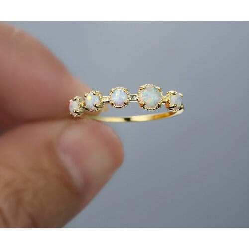 Handmade Opal Stone Rings for Women Cute Ring Minimalist Wedding Ring For Couple Birthday Party Jewelry Gifts Finger Accessories