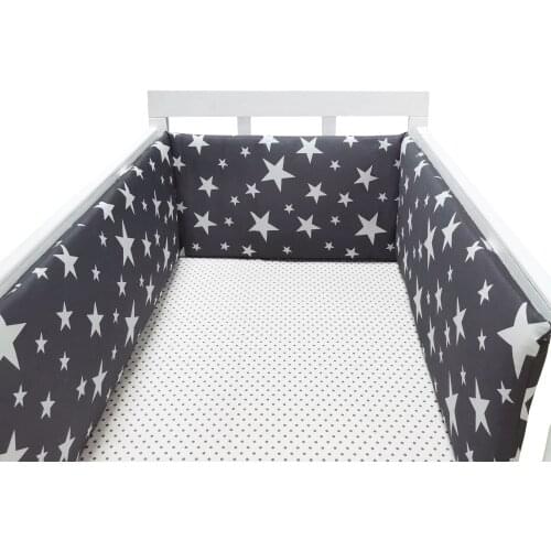 1pcs bumper only)Fashion hot crib bumper infant bed,baby bed bumper Grey stars safe protection for baby use Infant Cradle Guard