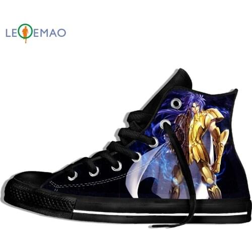Outdoor Walking Shoes Classic Anime Gold Saint Seiya Men/Unisex Harajuku Style Plimsolls Comfortable Students Sneakers