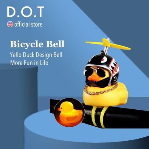D.O.T Bicycle Bell Rubber Duck with Helmet Duckling in the Car MTB Motorbike Doorbell Children DucksBike Bike Horn