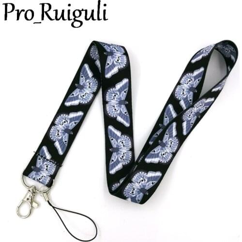 Vintage Butterfly Lanyard Keys Phone Holder Funny Neck Strap With Keyring ID Card DIY Animal webbings ribbons Hang Rope