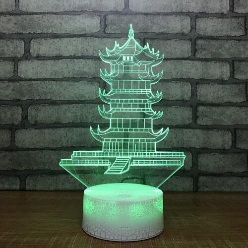 Wonder Pagoda Night Lamp Cartoon 3d Lamp Colorful Bedroom Bedside Factory Direct Sales Usb Led 3d Light Fixtures