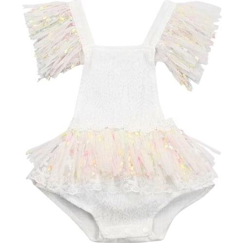 3M-3Y Summer Princess Newborn Infant Baby Girls Romper Lace Tassel Tutu Birthday Party Clothes For Baby Girl Jumpsuit