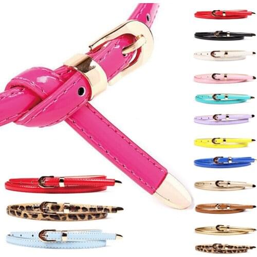 Candy Color Women Belt Metal buckle Leather Belt for Women Casual Thin Waist Belts Women Dress Waistband cinturon mujer