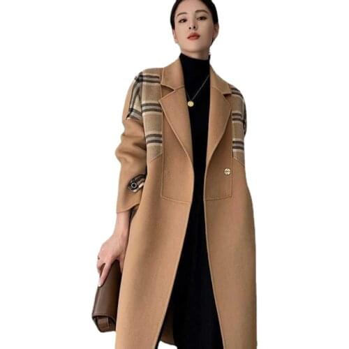 Double-sided woolen coat womens high-end 2021 new spring and autumn Korean cocoon type Hepburn style long coat