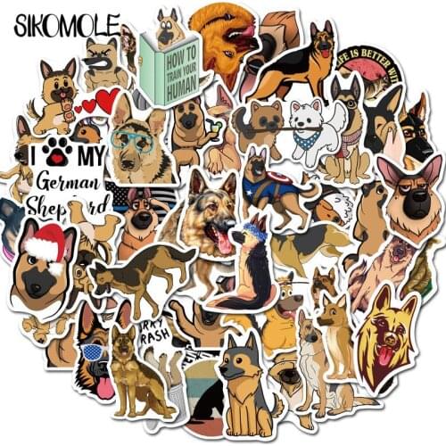 50PCS German Shepherd Cute Dogs Waterproof Cartoon Sticker For Luggage Car Guaitar Skateboard Phone Laptop Bicycle Stickers F4