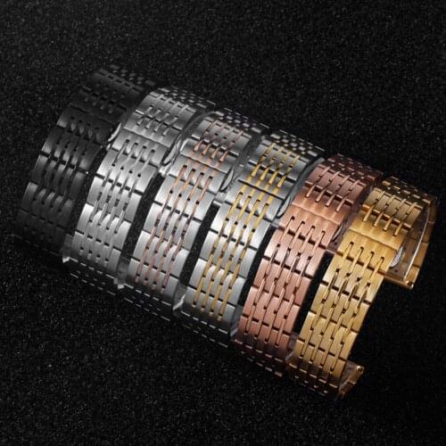 18/20/22/24/26mm Stainless Steel Watch Bands Push Button Hidden Butterfly Clasp Watchbands Strap Replacement Accessories