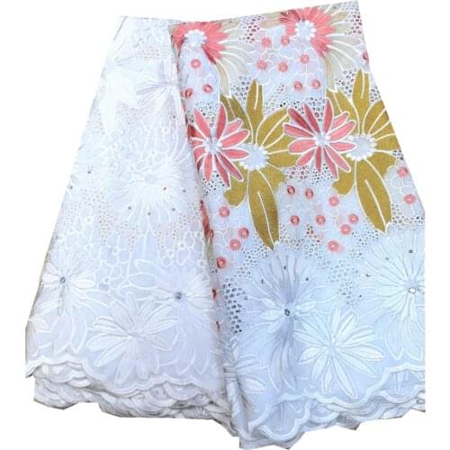 2.5+2.5yards African Swiss Lace Fabric High Quality 100%Cotton Embroidery Lace Swiss Voile Lace In Switzerland Dubai Lace k70-38