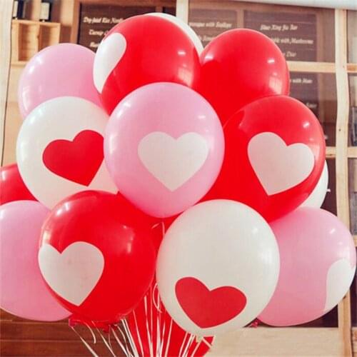 5pcs 12inch 2.2g Red Heart Latex Balloon Romantic Large Heart Foil Balloon For Wedding Decorations Love Balloon Party Decoration