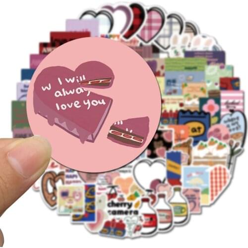 90pcs/pack Cartoon Sweet Sandwich Graffiti Stickers for Diary Album Planner Stationery Heart Sticker School Supplies Decoration