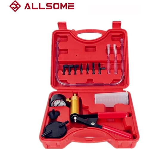 ALLSOME Car Auto Hand Held Vacuum Pistol Pump Brake Bleeder Adaptor Fluid Reservoir Tester Kit 2 in 1 Tool Kits HT1190