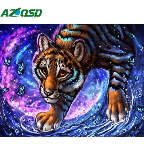 AZQSD Diy Diamond Embroidery Tiger Cross Stitch Kits Home Decoration 5d Diamond Painting Animal Mosaic Wall Sticker