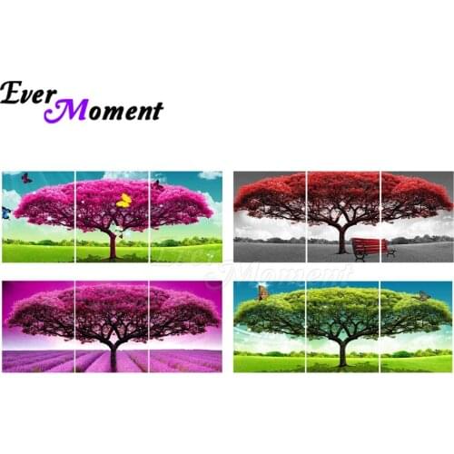 Ever Moment Diamond Painting Kit Multiple Pictures 3 Panels Tree Full Square Resin Drills DIY Home Decoration 1M044