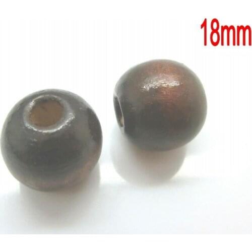 Free shipping-100PCs Dark Coffee Dyed Round European Wood Spacer Beads 18mm M00458