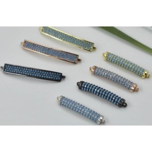 5*30mm tube crystal micro pave cz zircon cubic zirconia beads copper silver gold black plated Pendant accessories ryty4