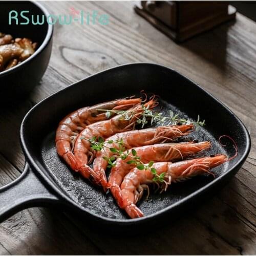 Black Ceramic Plate Anti-scratch Flat Bottom With Shallow Dish Dinner Plates Serving Dishes For Kitchen Plates