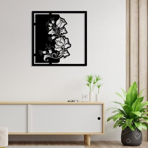 Balance Shaped Flower Pattern Wall Room Accessory Wooden Table 50x50cm