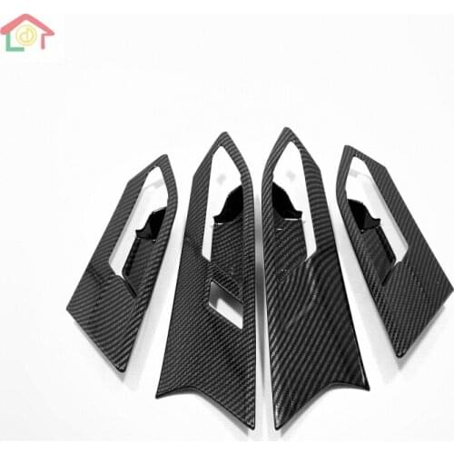 For Volkswagen Jetta Sagitar 2019 carbon fiber Inner Door Handle Bowl cover Inner handle door panel decorative trim 4pcs