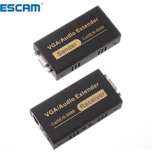 ESCAM 100M 1080P Audio Video Extender VGA Over Single RJ45 CAT5e/6 Sender and Receiver