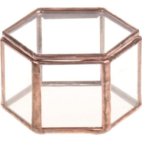Geometric Glass Terrarium Box Jewelry Box Glass Succulent Plant Pot Deco Hexagon Shape Promotion