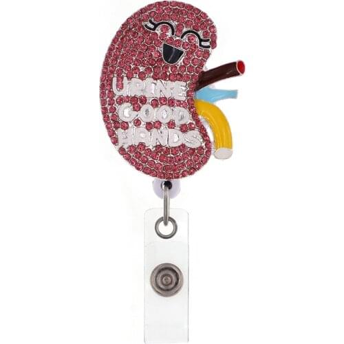 Sparkly Medical Rhinestone Cute Goods Hands Retractable ID Nurse Badge Reel/Holder for Nurse Accessories