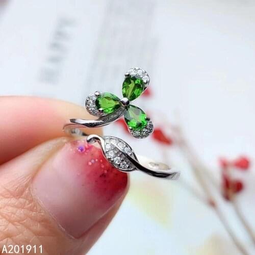 KJJEAXCMY fine jewelry natural Diopside 925 sterling silver adjustable women ring support test luxury