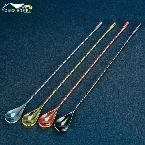 Cocktail Spoon Bar Spoon Stainless Steel Mixing Spiral Pattern Bar Teadrop Spoon Bar Tool Bartender Tools Barware