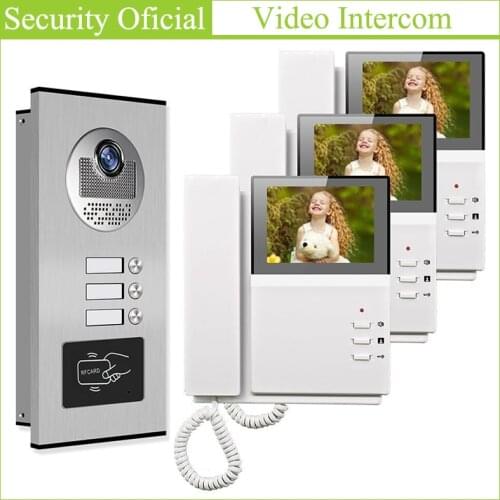 1 to 3 Intercom Kits Network Connection Multi Apartments Building Video Door Phone Doorbell Intercom RFID Card Door Entry System