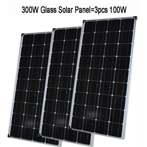 Aluminum Frame Solar Panels Kit 100W 200W 300W 12V 24V Battery Charge For Home Power System