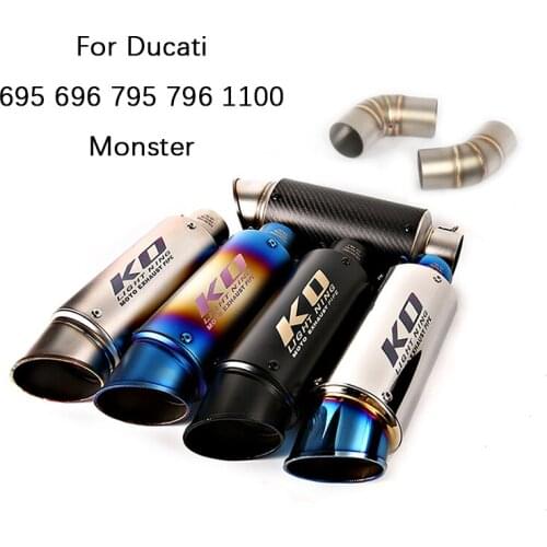 Left Right ) For Ducati Monster 696 695 795 1100 Exhaust Pipe Slip On Hypermotard 796 Motorcycle Mid Pipe 51mm Muffler Escape