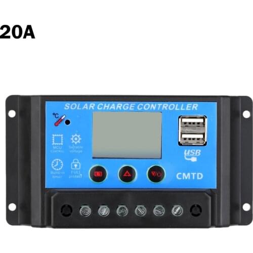 Hot Sale New Design Intelligent 20A 12V / 24V Auto LCD Display Dual USB Output Solar Panel Regulator Charge Controller