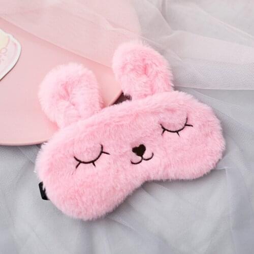 5Pcs/Lot Soft Sleep Eye Mask Plush Blindfold Cute Cartoon Rabbit Eye Shade Cover Women Travel Rest Eye Band Sleeping Aids