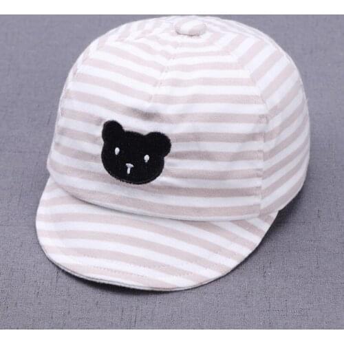 Cute Infant Baby Hat Unisex Baby Boys Girls Caps Stripe Bear Sunhat Kids Summer Comfortable Cotton Hat