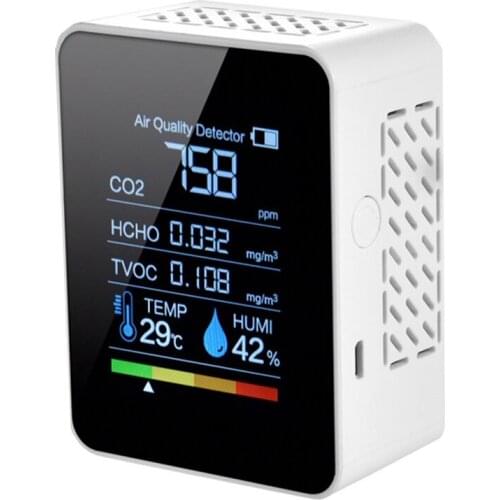 Retail Air Quality Monitor CO2 Detector Hygrometer Thermometer for Home Colorful Display Digital Monitor 5 Function Modes