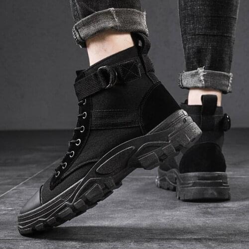 Platforms Boots Men Shoes Casual Lace Up High Top Ankle Shoe Outdoor Retro Classic Fashion Cowboy Boots Shoes Man Zapatillas