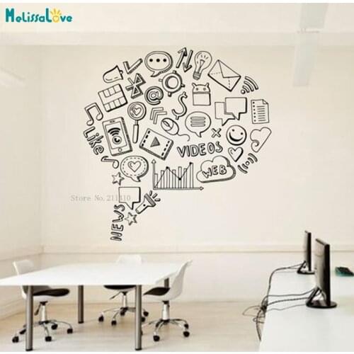 Social Media Balance Idea Business Worker Office Decor Stickers Murals Television Share Like Follow People YT2723