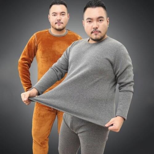 2021 New 6XL Large Plus Size Thermal Underwear Sets Men Winter Warm Fat Guy Thicken Plus Velvet Cotton Long Johns Set Pajamas