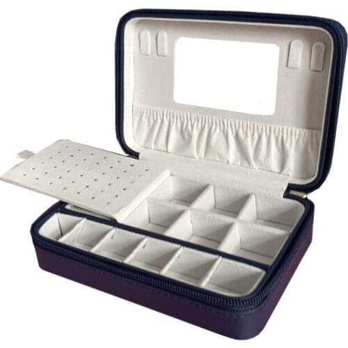 2020 New PU Leather Simple Jewelry Box Earrings Portable Jewelry Storage Box Earrings With Small Zipper Jewelry Casket
