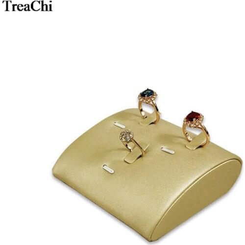 3 Slot Creative Gold PU Ring Jewelry Display Organizer Rack Stand Horizontal Resin Ring Jewelry Storage Holder Counter Stand