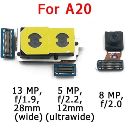 Original Front Rear Back Camera For Samsung Galaxy A20 Main Facing Frontal Selfie Camera Module Flex Replacement Spare Parts