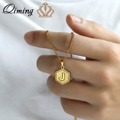 A B C D E F G H I J K L M N O P Q R S Initial Letter Necklace Women Gold Color Everyday Fashion Jewelry Necklaces Collier Femme