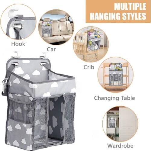 Hanging Diaper Caddy Organizer Diaper Stacker and Crib Organizer Reinforced Baby Essentials Diaper Organizer Holder