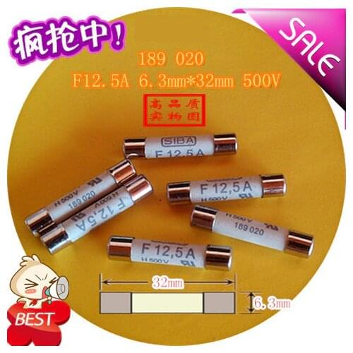 12.5 A fuse F H 500 v 189020 6.3 x32mm fuse tube molten core