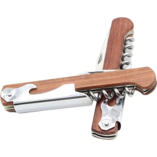Wood Handle Professional Red Wine Opener Screw Corkscrew Bottle Opener Stainless Steel Corkscrew for Waiters Sommelier Bartender