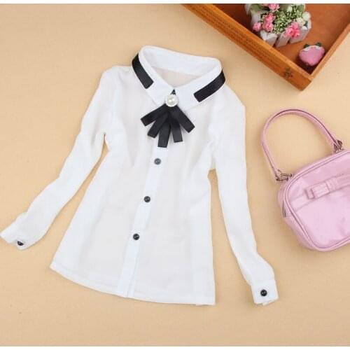 Spring Autumn 2019 Kids Girls Chiffon Shirts Slim Fit Girls Bottoming Shirts Long Sleeve Single Breasted Children Blouse 3-15T