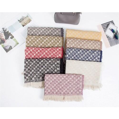 2019 Women Winter Thicken Bristle Long Size Lady Gold and silver tassel plaid Scarf Warm Fashion Scarves & Wraps